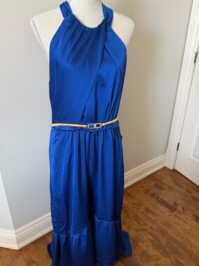 NWT Maggy London Cobalt Blue Halter Maxi Dress